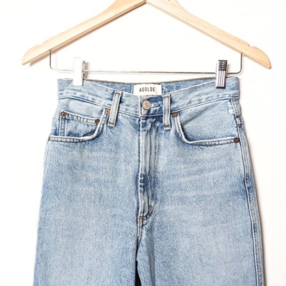 AGOLDE Pinch Waist Kick Jeans Riptide Blue Jean Straight Leg  25 - Picture 9 of 11